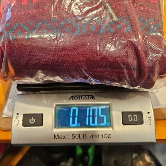 Carbon Womens Medium Hooded Sweater Red & Blue Stripes Knit Design - Picture 11 of 11